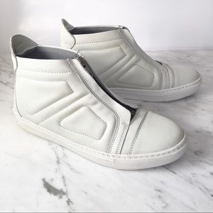 New LEATHER Zip Topshop Sneaker White 8.5